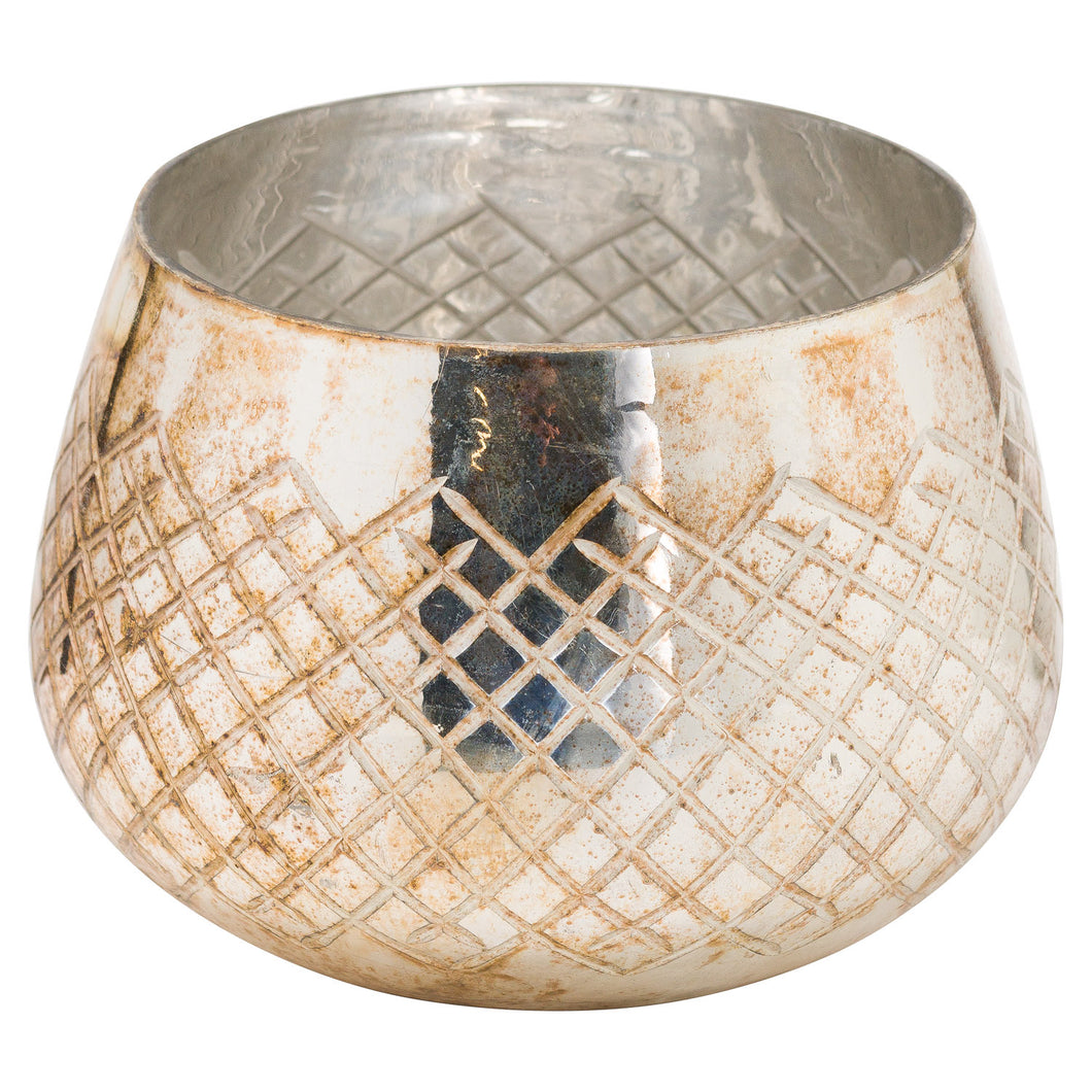 Patterned Burnished Glass Candle Holder