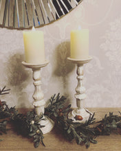 Load image into Gallery viewer, White Washed Wooden Candlestick
