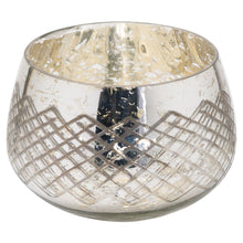 Load image into Gallery viewer, Patterned Silver Foil Glass Candle Holder
