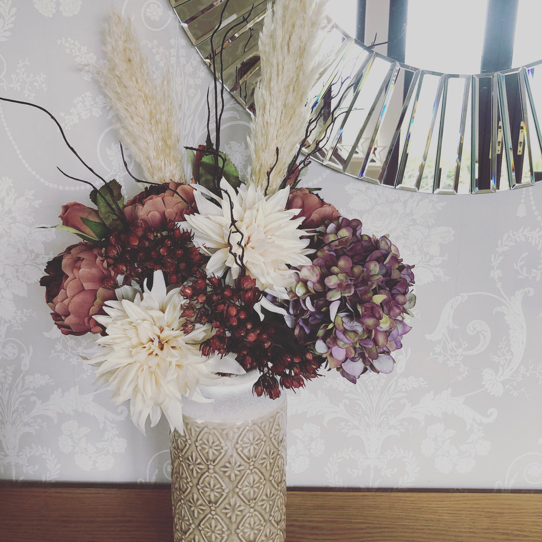 Faux Floral Arrangement & Vase